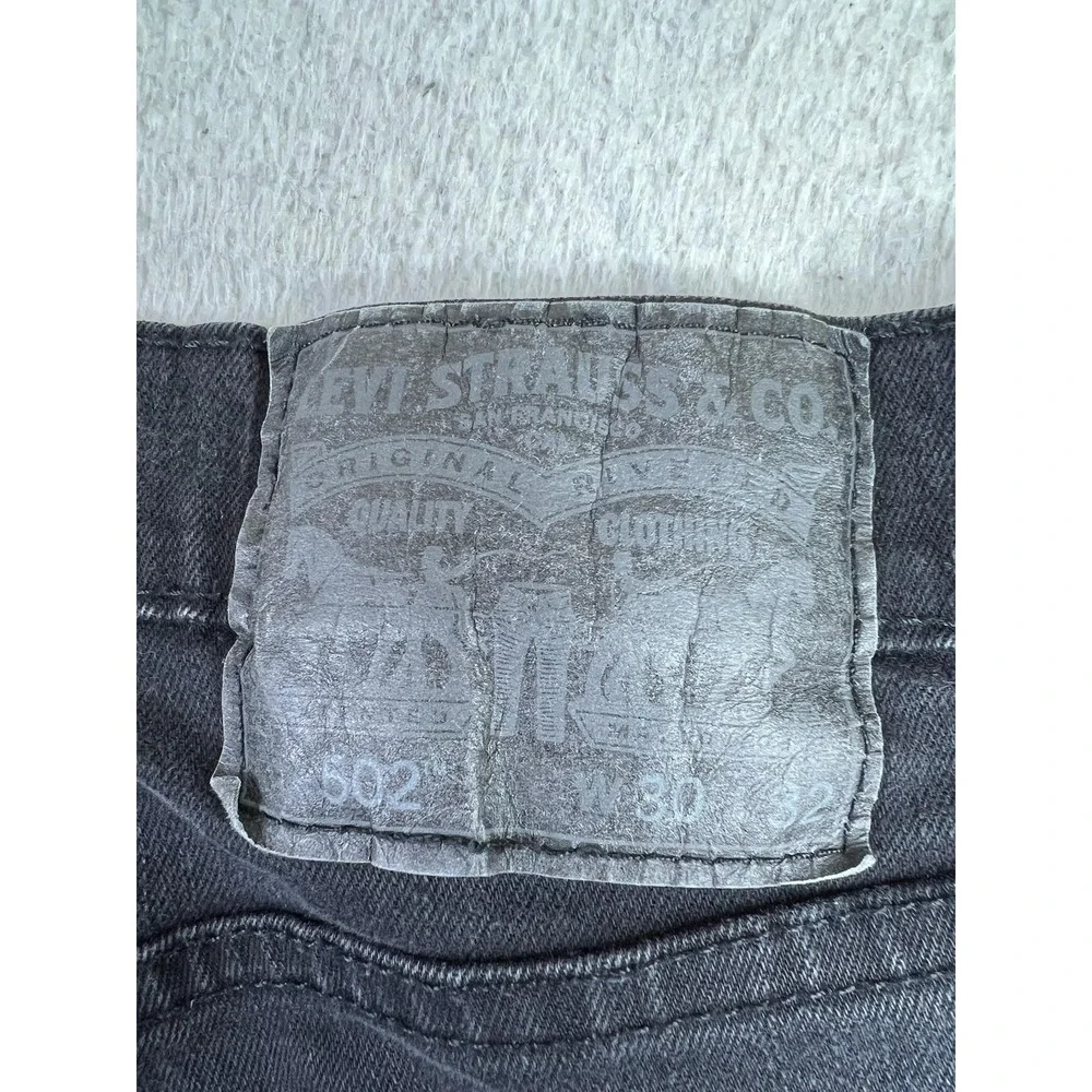 Levis 502 Mens 30x32 Black Regular Tapered‎ Stretch Denim Jeans Dark Wash